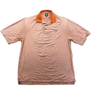 FootJoy Mens Polo Shirt XL Short Sleeve Casual Orange Striped Golf Performance